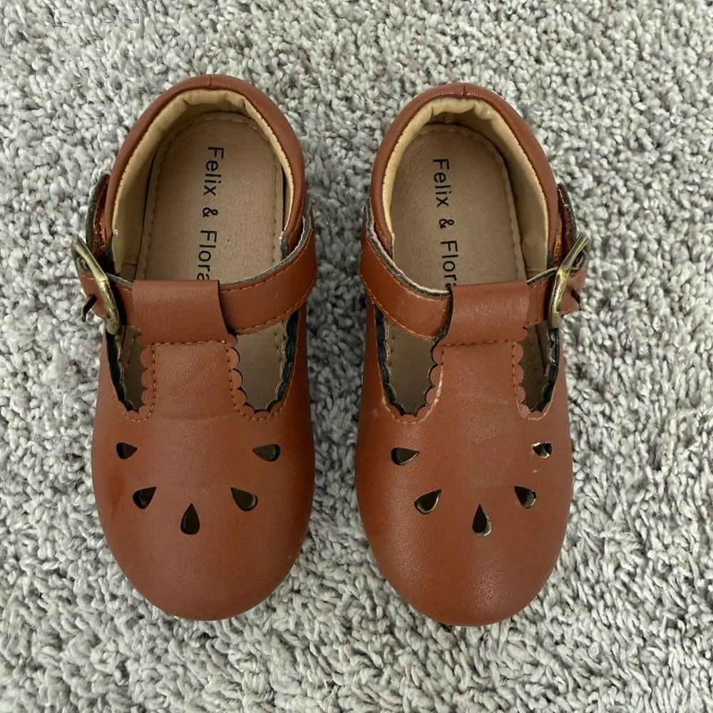 Felix and Flora Brown Mary Jane Kids Dress Shoes